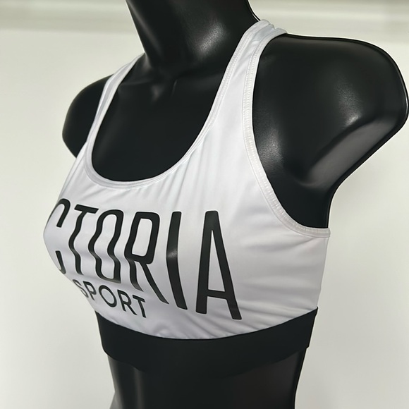 VICTORIA’S SECRET The Player Sports Bra Size XL White & Black Large Logo - Picture 9 of 16